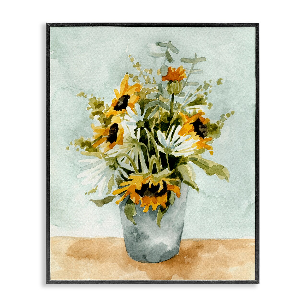 Stupell Industries Sunflower Blossom Watercolor Detail Framed Giclee Art